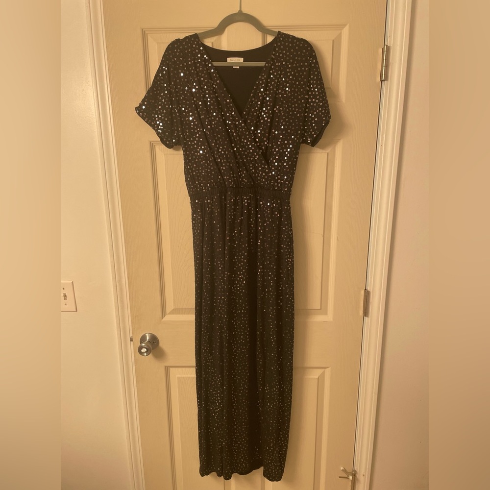 Garnet Hill Black Sequin Floor Length Dress Size 8